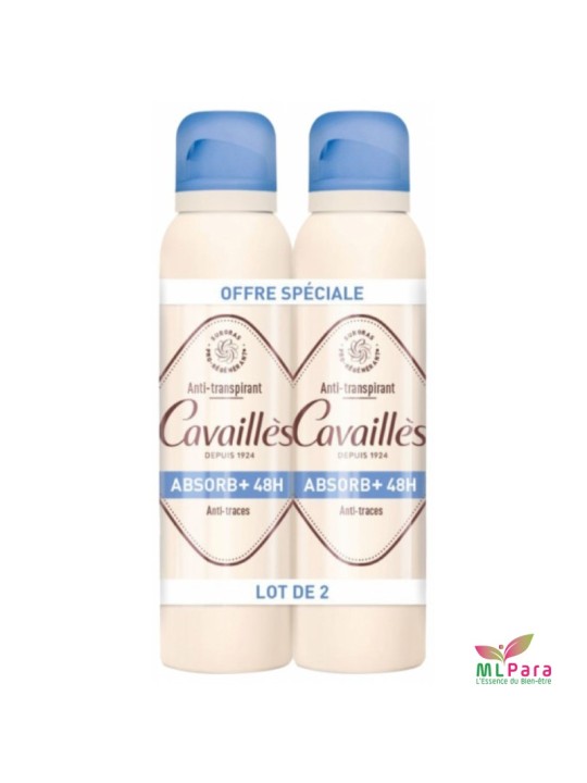 Rogé Cavailles  ABSORB+ Déodorant anti-transpirant 48h spray lot 2x150ml