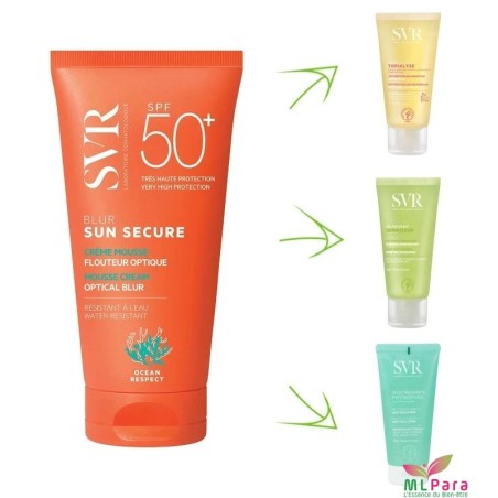 SVR sun secure spf50+ blur 50ml + GEL MOUSSANT 55ML GRATUIT
