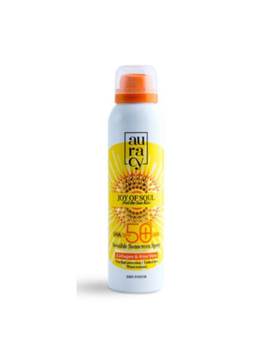écran solaire spray invisible AURACY joy of soul-spray ecran solaire spf50+ inv 50gr