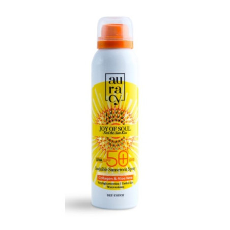 écran solaire spray invisible AURACY joy of soul-spray ecran solaire spf50+ inv 50gr