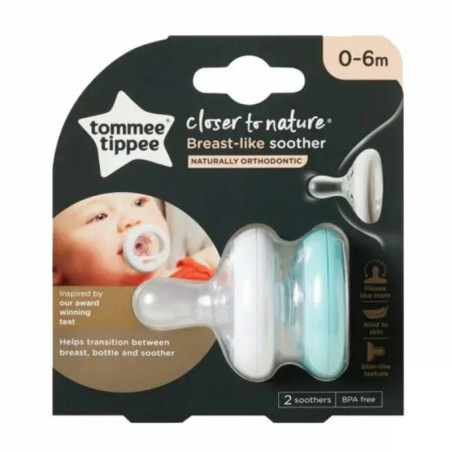 TOMMEE TIPPEE sucette breast like nuit 0-6 m x 2 ref/43344005