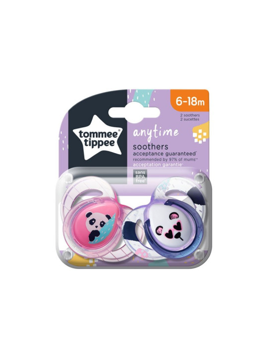 TOMMEE TIPPEE sucette 6-18m anytime x 2 ref/43336481-43336402