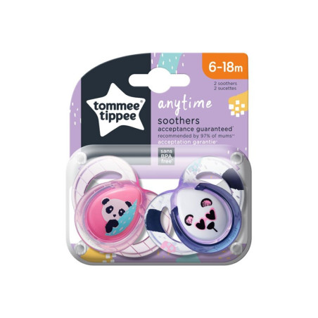 TOMMEE TIPPEE sucette 6-18m anytime x 2 ref/43336481-43336402