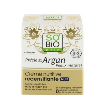 SO'BIO ETIC crème nutritive redensifiante nuit précieux argan peaux matures 50ml