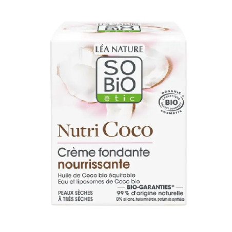 SO'BIO ETIC Crème Fondante Nourrissante  Nutri Coco  50ML