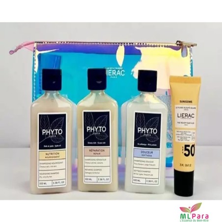 PHYTO KIT VOYAGE ( SHAMPOING 100ML*3 + ECRAN LIERAC SUNISSIME 25ML GRATUIT + TROUSSE GRATUITE )