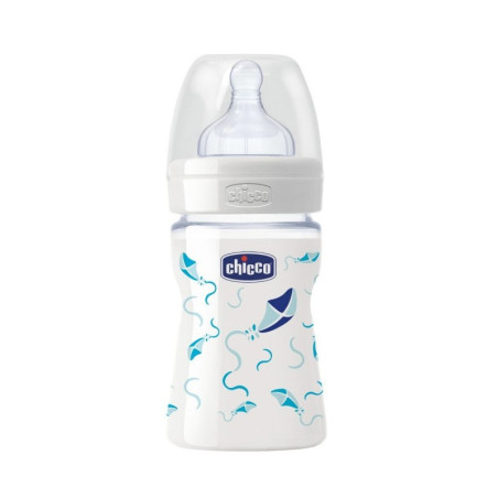 CHICCO BIBERON  EN VERRE BLEU 150 ML REF.207112000