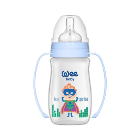 WEE BABY biberon classic plus col large pp avec poignee 0-6m 250ml ref.138-f