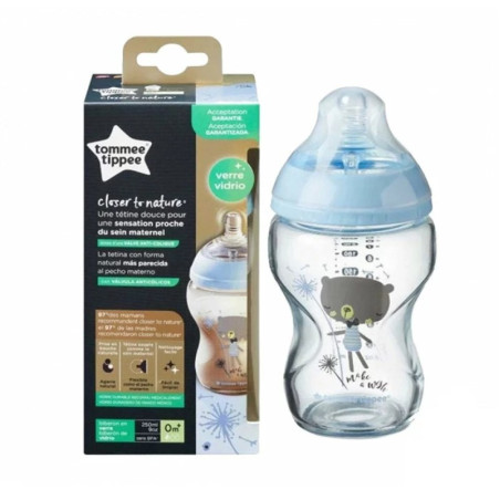 TOMMEE TIPPEE biberon 0m+ verre ours bleu 250ml / ref42270710