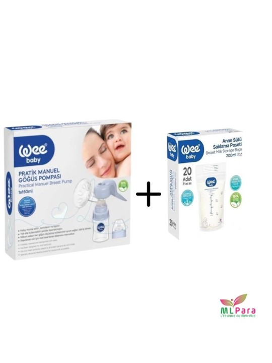WEE BABY tire lait manuelle + 20 sac de stockage de lait