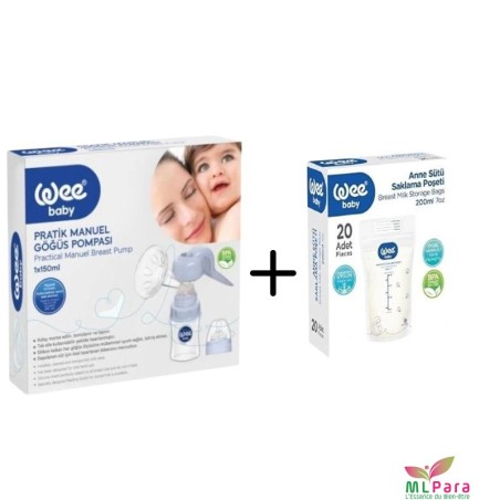 WEE BABY tire lait manuelle + 20 sac de stockage de lait