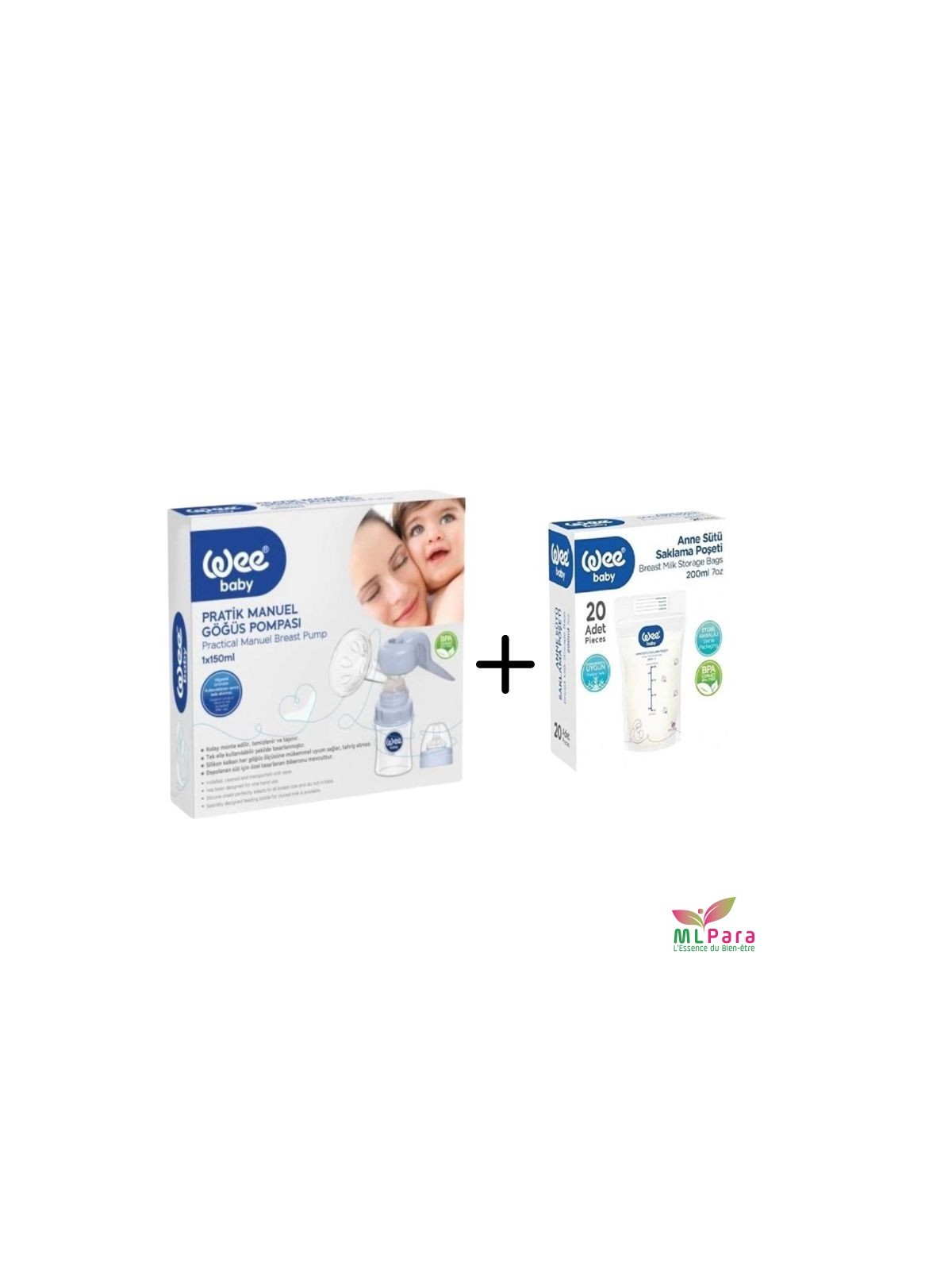 WEE BABY tire lait manuelle + 20 sac de stockage de lait