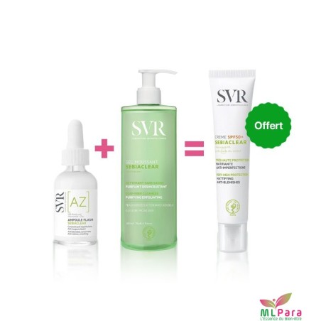 Gel moussant nettoyant  Pack SVR anti acné ( écran Sebiaclear offert)