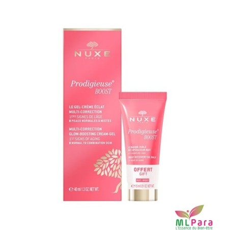 NUXE Prodigieuse Boost Le Gel-Crème Éclat Multi-Correction 40 ml + Le Baume-Huile Récupérateur Nuit 15 ml Offert