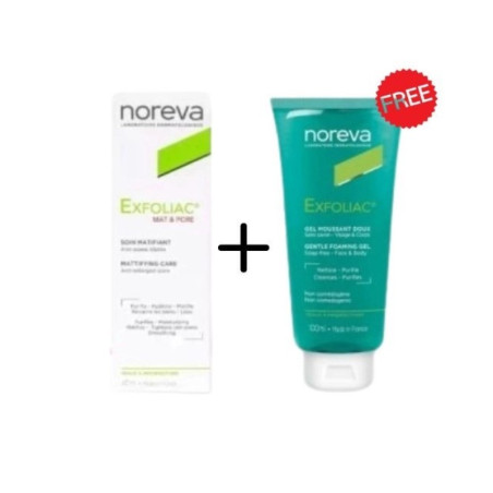 NOREVA EXFOLIAC PACK MAT & PORE SOIN MATIFIANT + GEL MOUSSANT DOUX 100ML OFFERT