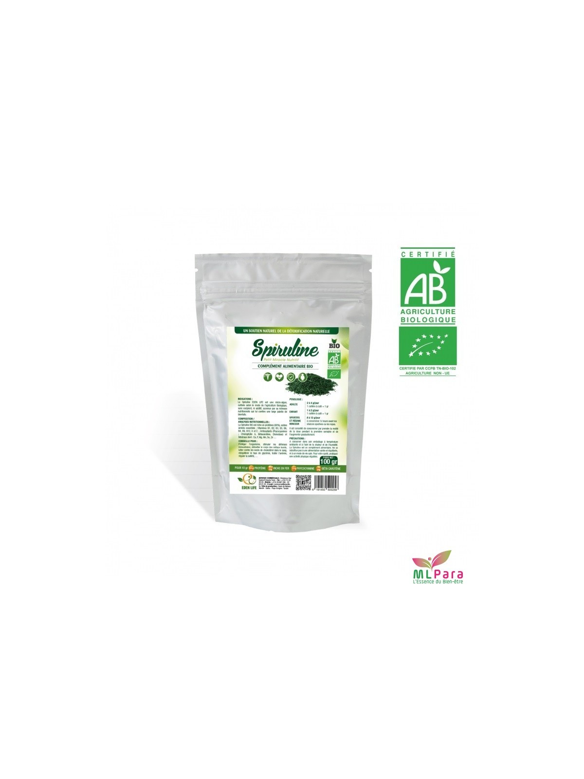 EDEN LIFE SPIRULINE PAILLETTES 100 GR