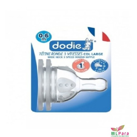 DODIE Tetines Initiation+ Rondes 3 Vitesses Col Large 0-6M Debit 1