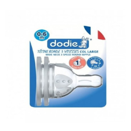 DODIE Tetines Initiation+ Rondes 3 Vitesses Col Large 0-6M Debit 1