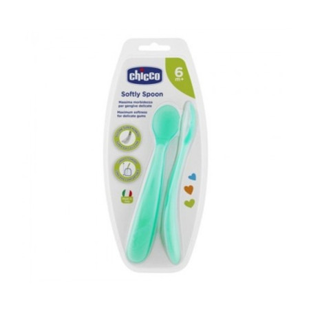 CHICCO 2 CUILLERES SILICONE  6M+