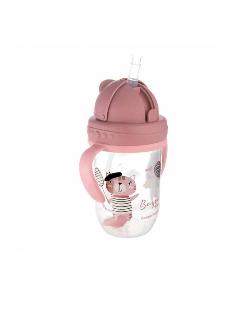 CANPOL BABIES  tasse avec paille bonjour paris rouge 270 ml /ref56/607