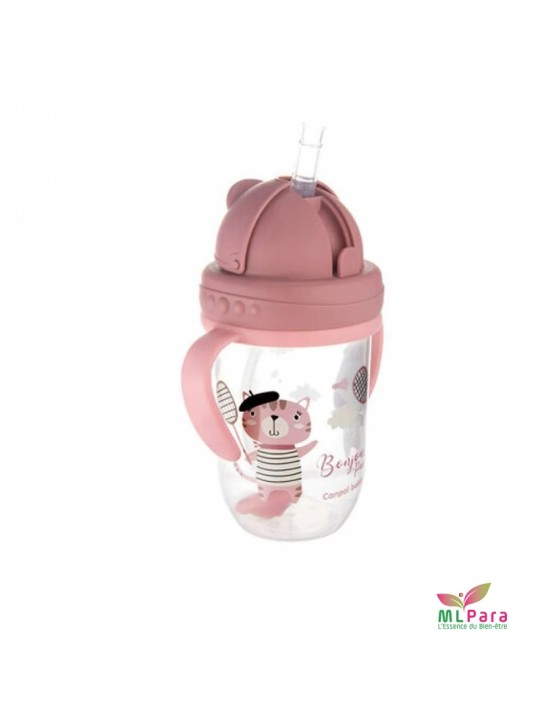 CANPOL BABIES  tasse avec paille bonjour paris rouge 270 ml /ref56/607