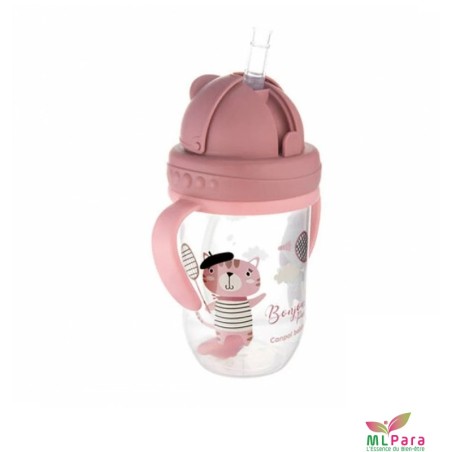 CANPOL BABIES  tasse avec paille bonjour paris rouge 270 ml /ref56/607