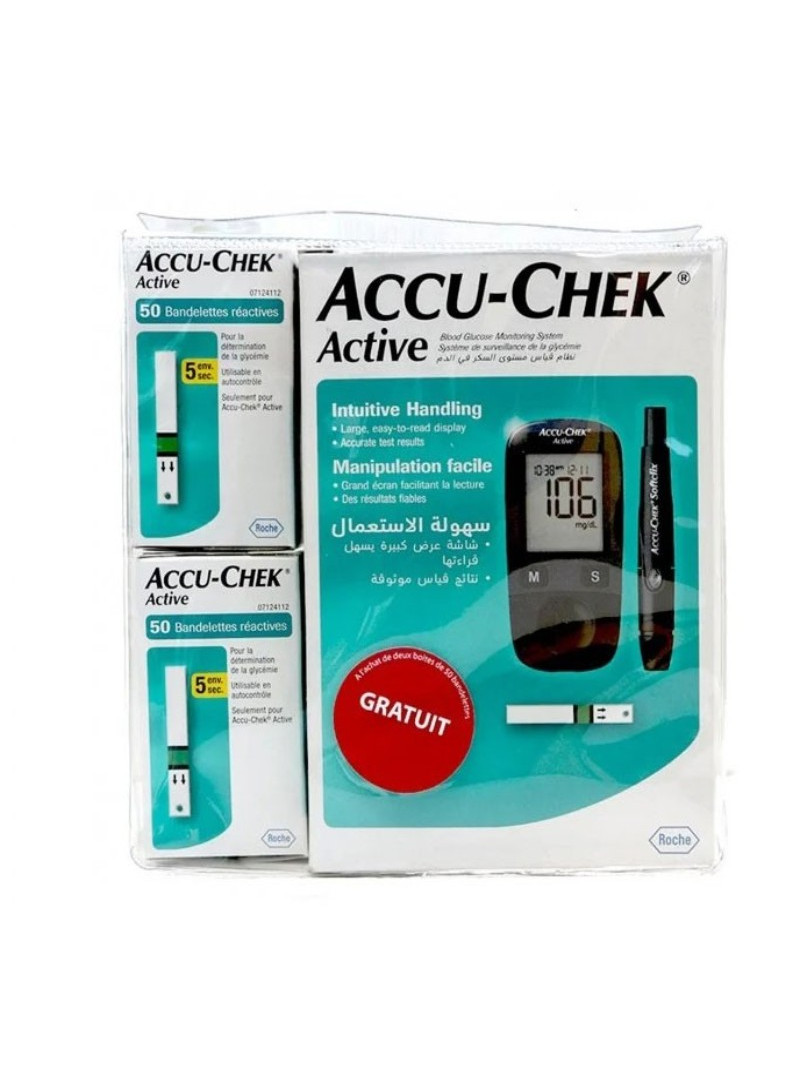 ACCUCHEK ACTIVE COFFRET 110 BAND+LECTEUR GRATUIT