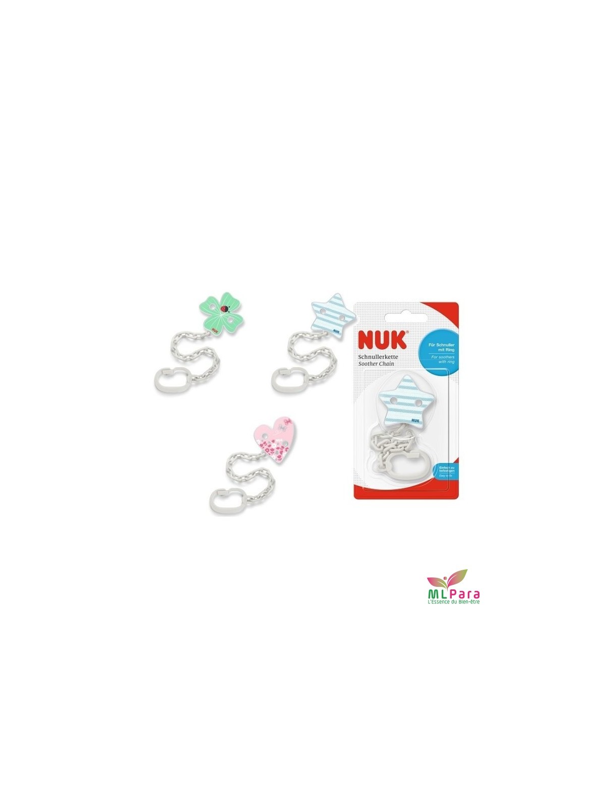 Nuk attache-sucette et clip, Pour les anneaux des sucettes, Robuste et incassable,