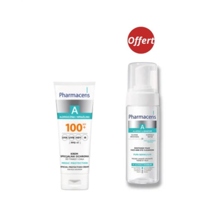 PHARMACERIS A MEDIC PROTECTION SPF 100 75ML ET MOUSSE APAISANTE A PURI SENSILIUM 150ML (OFFERTE)