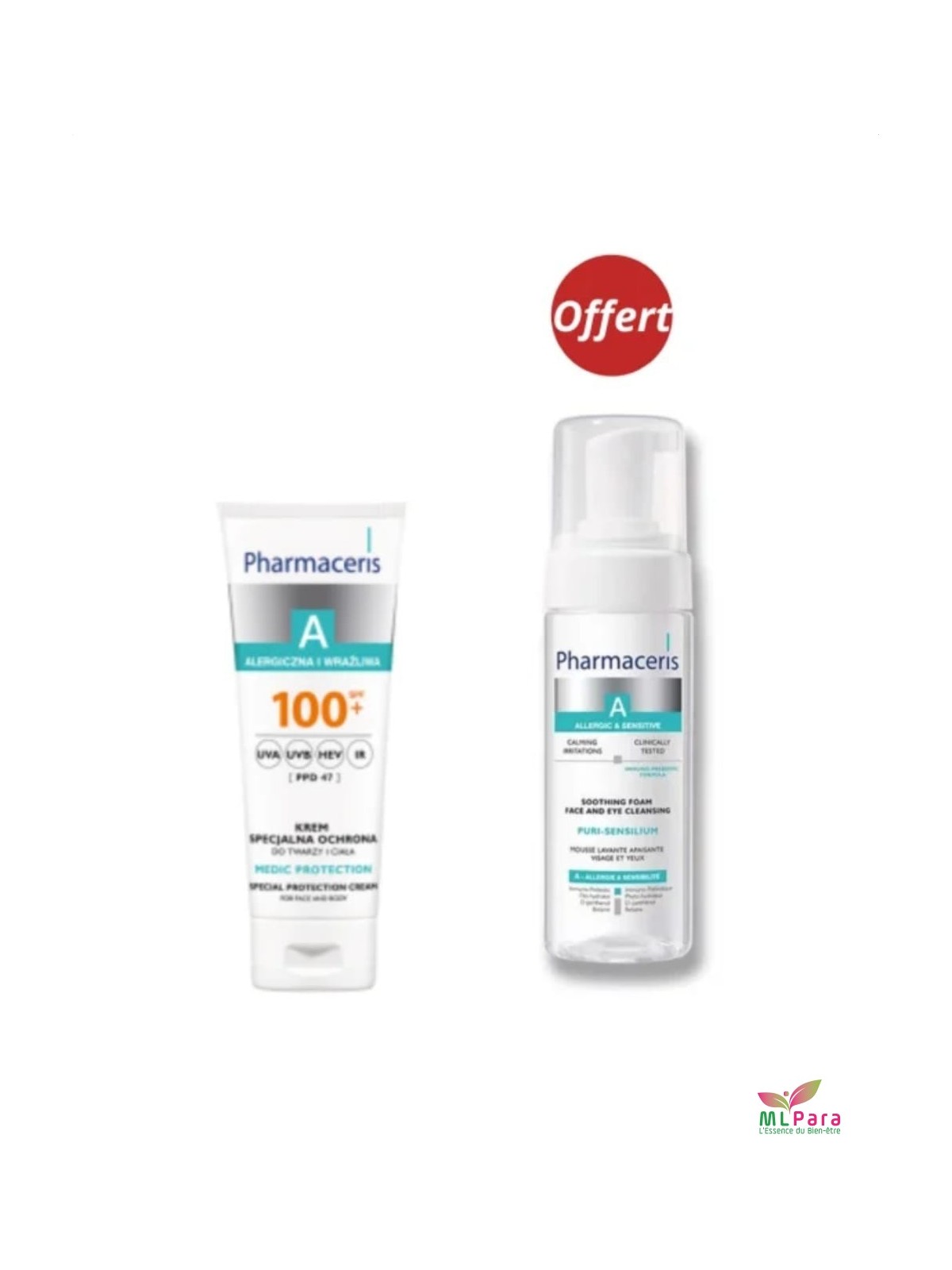 PHARMACERIS A MEDIC PROTECTION SPF 100 75ML ET MOUSSE APAISANTE A PURI SENSILIUM 150ML (OFFERTE)