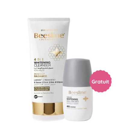 BEESLINE COFFRET Gel Nettoyant Éclaircissant Visage 4 en1 150ml +DEO INVISIBLE GRATUIT