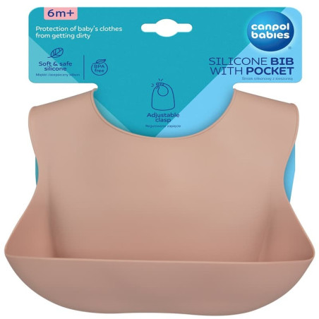 CANPOL BABIES bavoir silicone avec poche  Beige