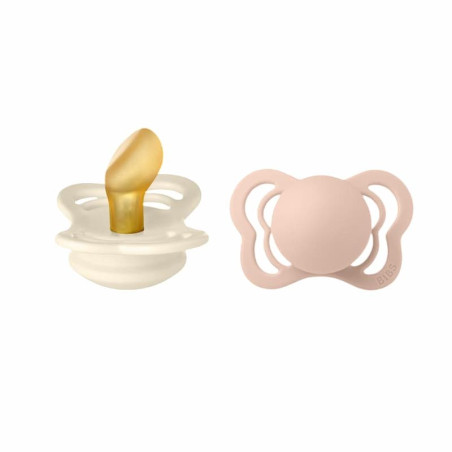 BIBS 02 SUCETTES COUTURE PACIFIER IVORY BLUSH SIZE1 0M+