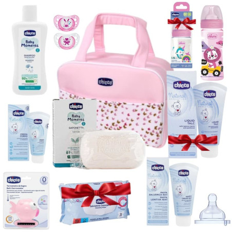 CHICCO SAC MATERNITE 12 PRODUITS ROSE
