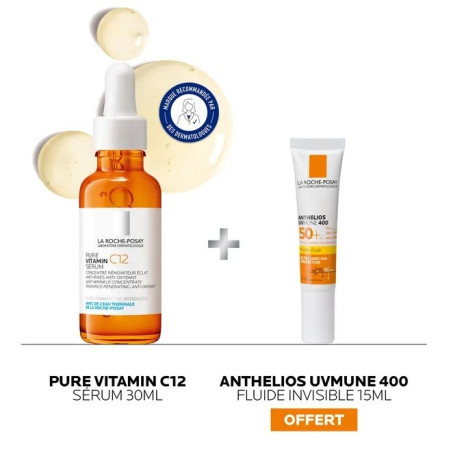 La Roche-Posay Coffret Protocole Éclat – Sérum Vitamin C12 30ml + Anthelios Fluide SPF50 15ml Offert