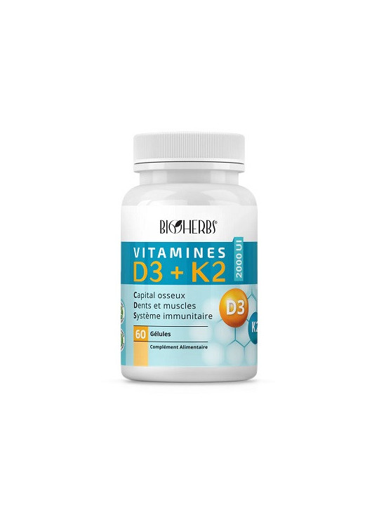 BIOHERBS VITAMINES D3+K2 60 GELULES
