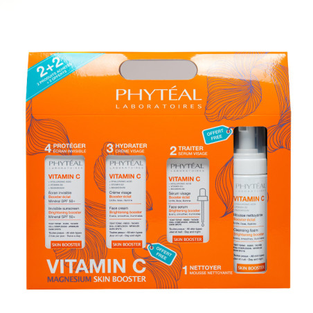 PHYTEAL COFFRET VITAMINE C SERUM VISAGE+ECRAN INVISIBLE+(MOUSSE ET CREME GRATUITES)