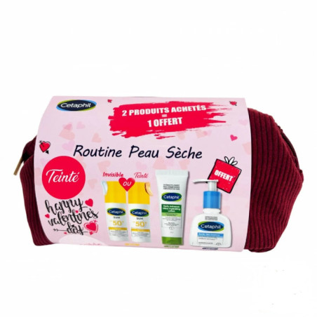 Cetaphil trousse daily advance + sun face fluid teinté + lotion nettoyante peaux seches 236ml offerte