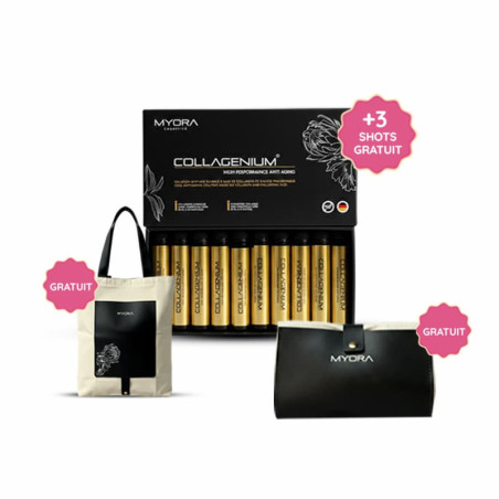 Myora Collagenium – Cure Collagène 3mois + 3 Shots Offerts + Trousse Cadeau