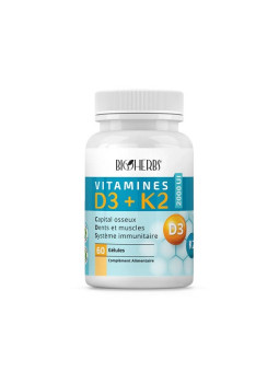 BIOHERBS VITAMINES D3+K2 30 GELULES