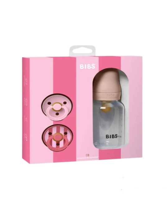 BIBS Pack Biberon+2 Sucettes Rose