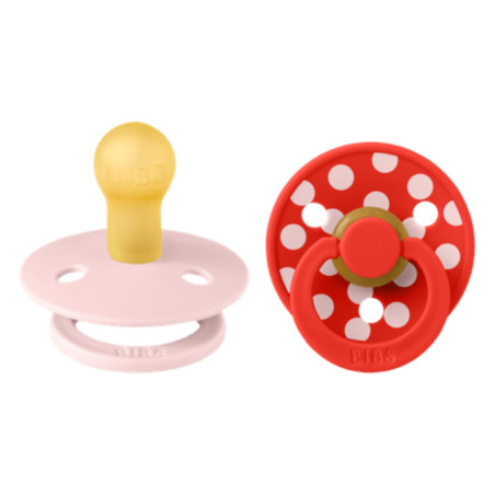 BIBS 2 SUCETTES COLOUR NATURAL RUBBER BLOSSOM CANDY APPLE SIZE2 6M+