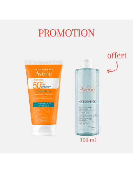 AVENE DUO CLEANANCE SPF50+ CLEANANCE EAU MICELLAIRE 100ML OFFERT