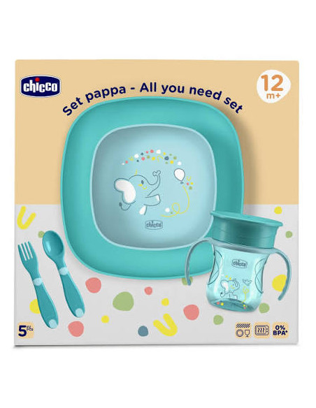 chicco coffret repas bleu 5p