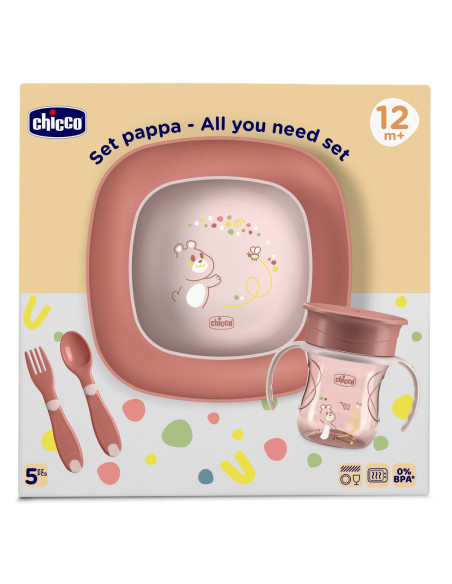 chicco coffret repas rose 5P