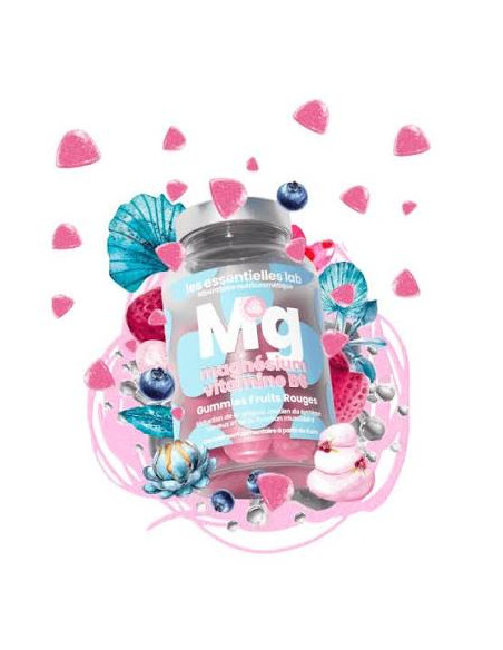 Les Essentielles Lab Magnesium + Vitamine B6 Fruits Rouges 60 Gummies