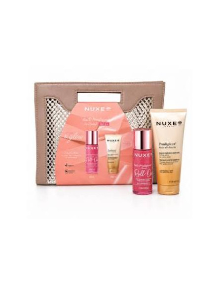 NUXE SAC HUILE PRODIGIEUSE FLORALE ROLL-ON 60ML+ PRODIGIEUSE HUILE DE DOUCHE 200ML (OFFERT)