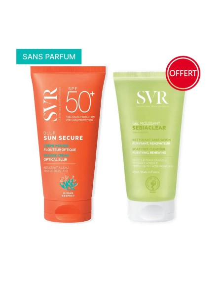 SVR SUN SECURE BLUR SPF50+ Sans Parfum + GEL NETTOYANT 55ML GRATUIT