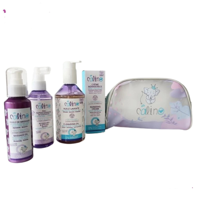 CALINO Trousse Bébé Mauve 4 PRODUITS