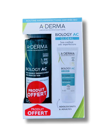 A-DERMA - COFFRET BIOLOGY AC GLOBAL 40ML + BIOLOGY AC GEL 200ML OFFERT